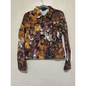 Simon Chang Womens Full Zipper jacket‎ Pockets Long Sleeves Brown Size 8